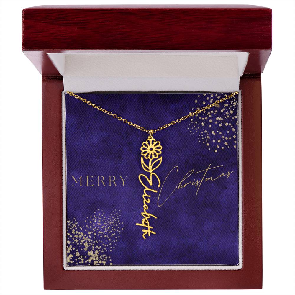 Birth Flower Name Necklace, Christmas Gift For Her - Everyoou
