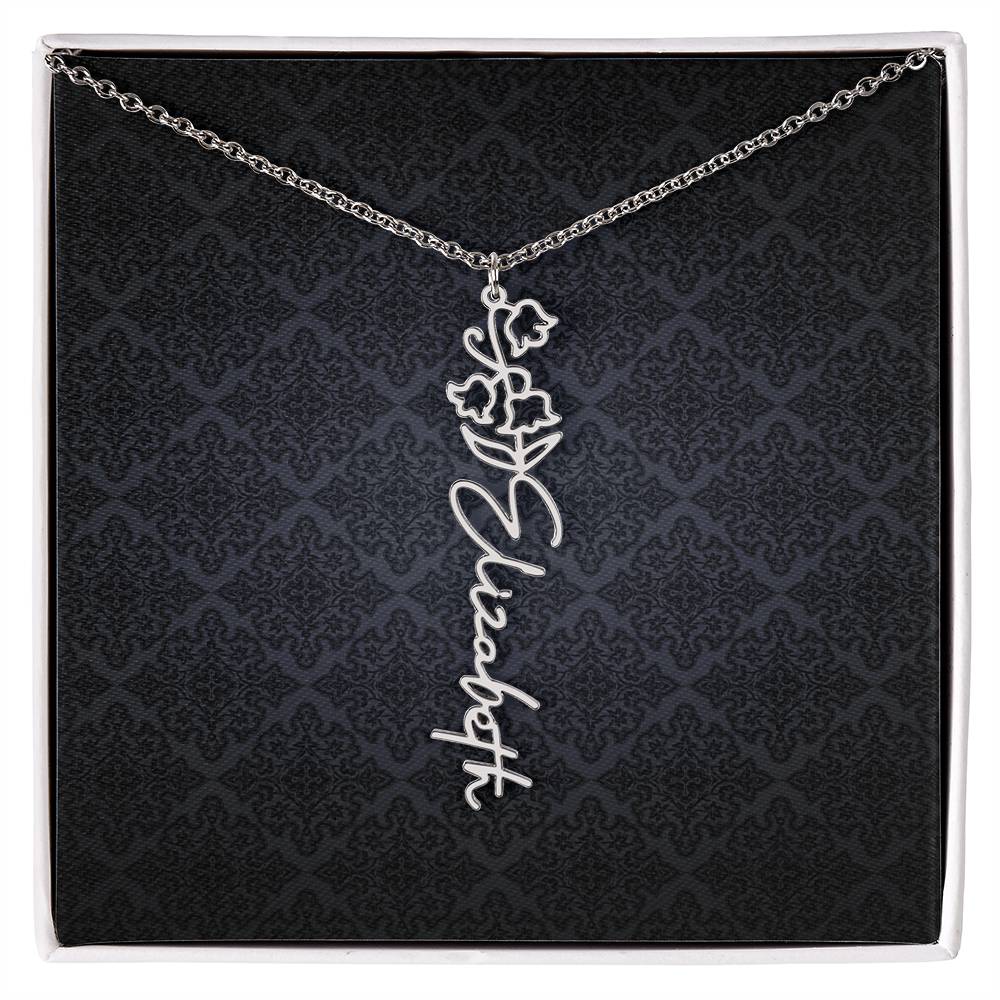 Birth Flower Name Necklace - Everyoou