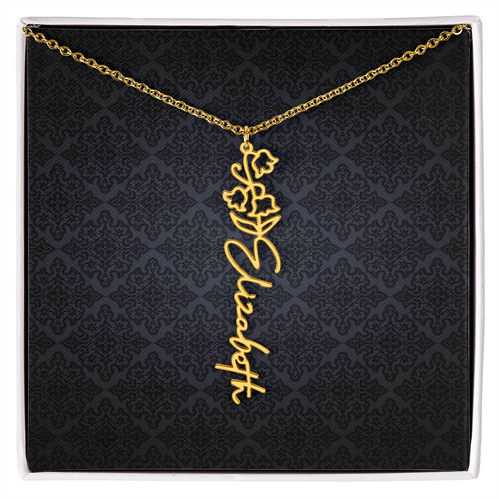 Birth Flower Name Necklace - Everyoou