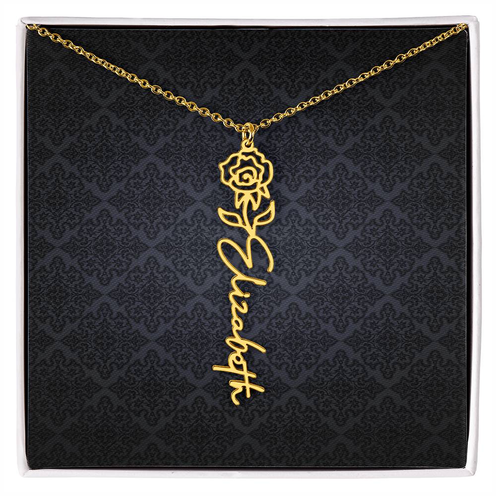 Birth Flower Name Necklace - Everyoou