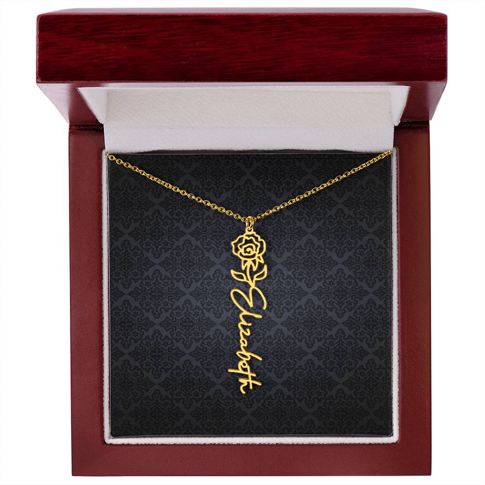 Birth Flower Name Necklace - Everyoou
