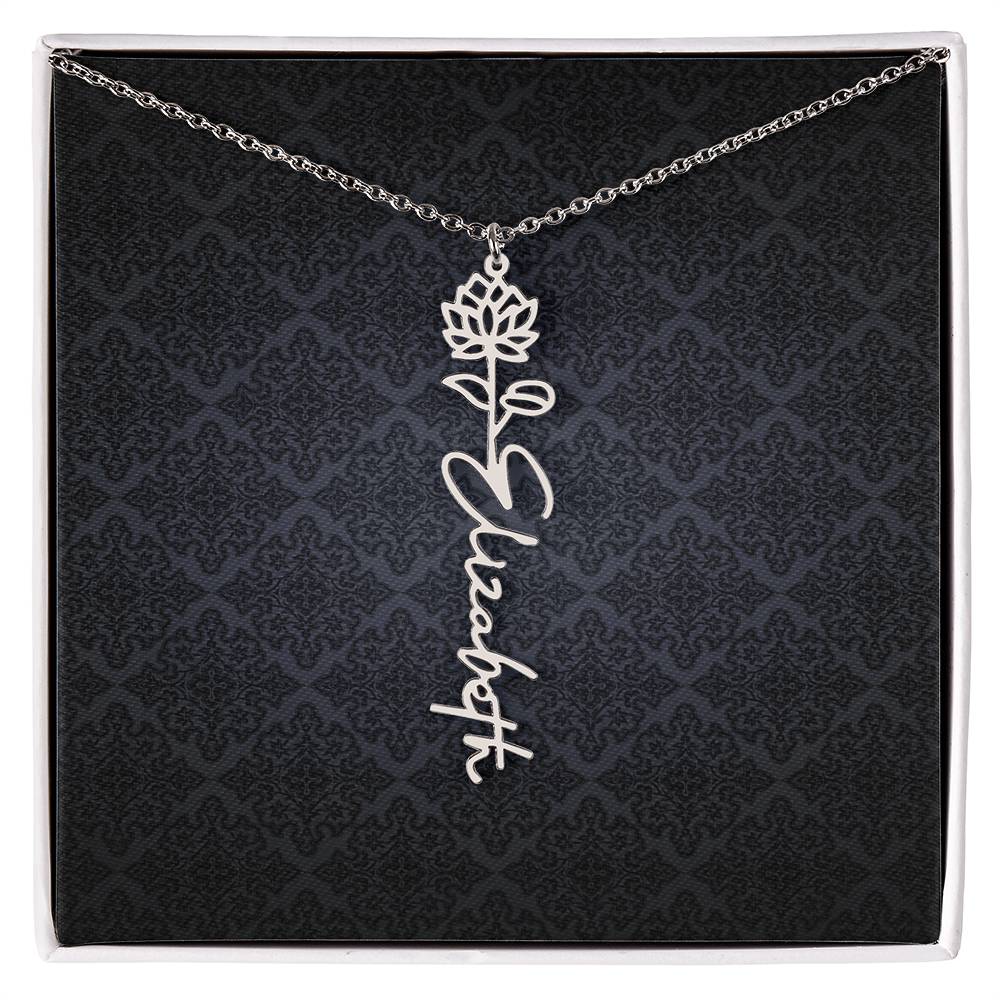 Birth Flower Name Necklace - Everyoou