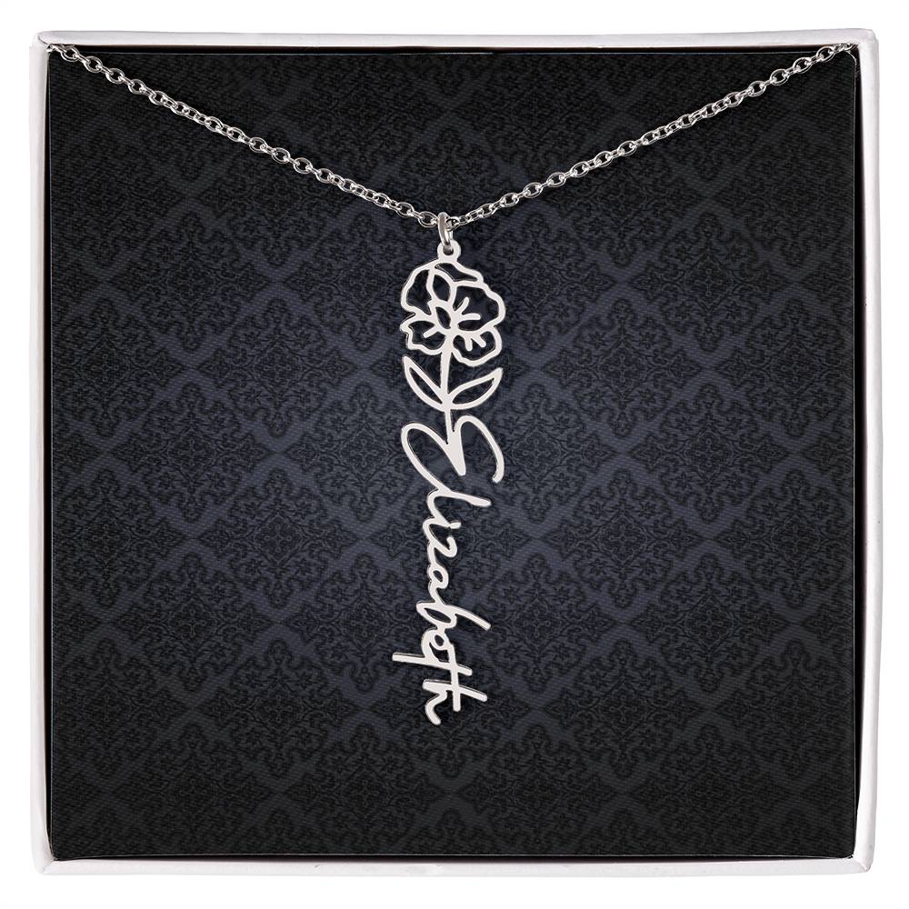 Birth Flower Name Necklace - Everyoou