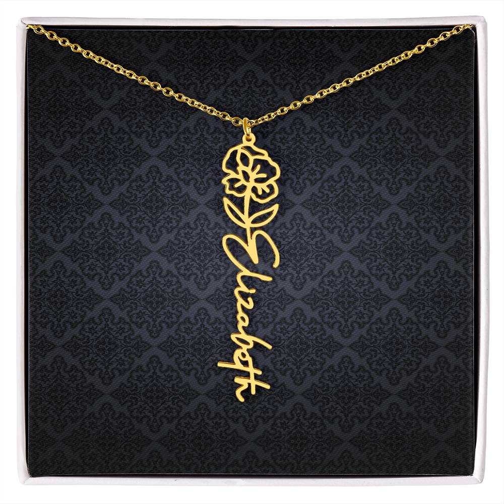 Birth Flower Name Necklace - Everyoou