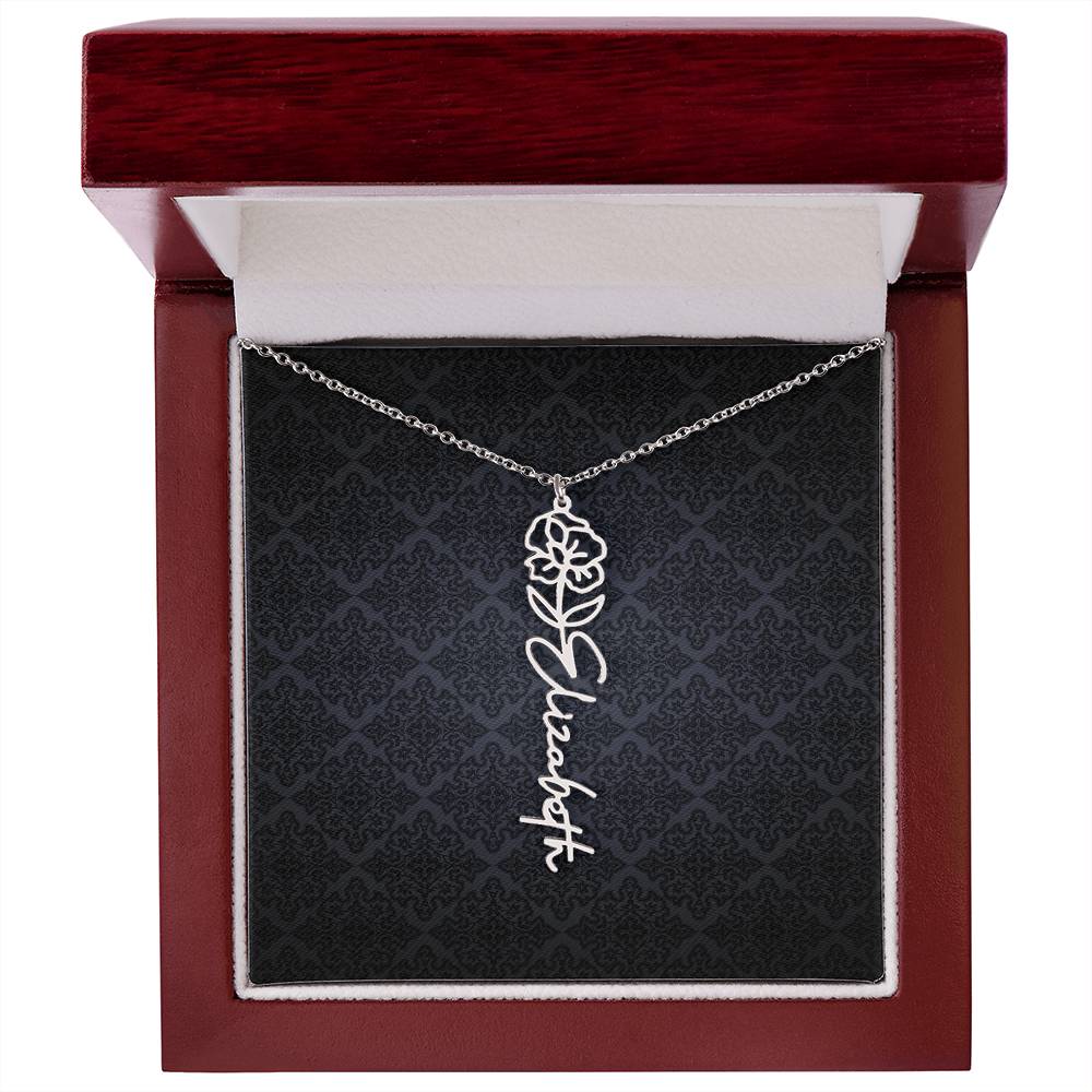 Birth Flower Name Necklace - Everyoou
