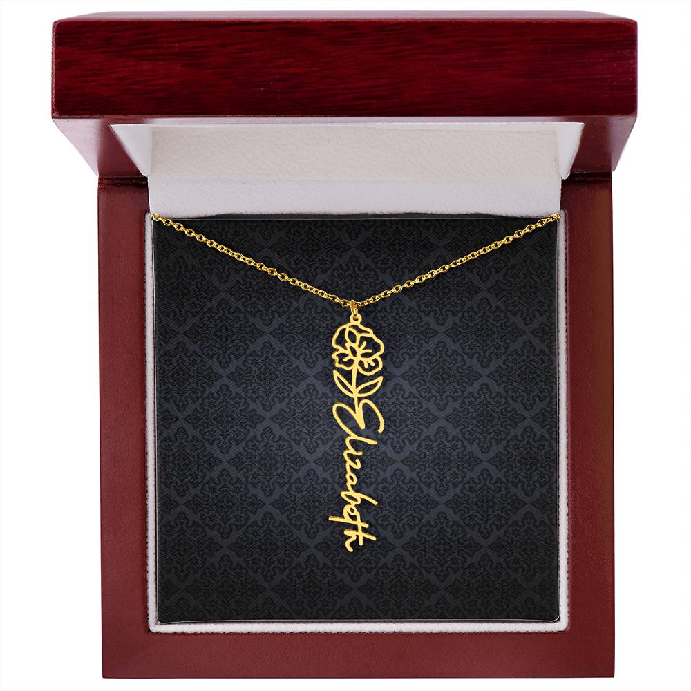 Birth Flower Name Necklace - Everyoou