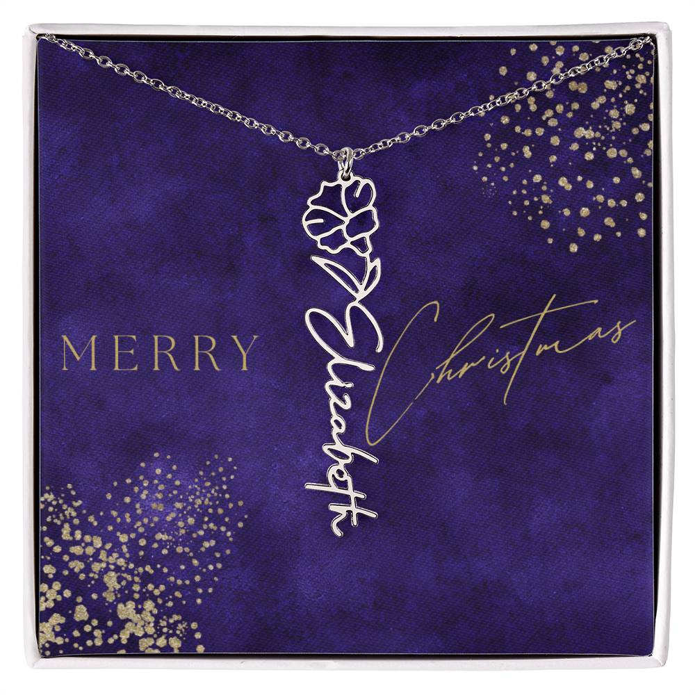 Birth Flower Name Necklace, Christmas Gift For Her - Everyoou