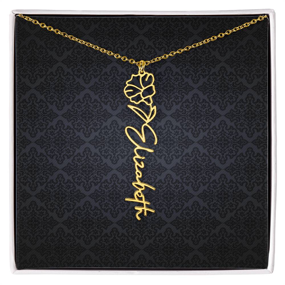 Birth Flower Name Necklace - Everyoou