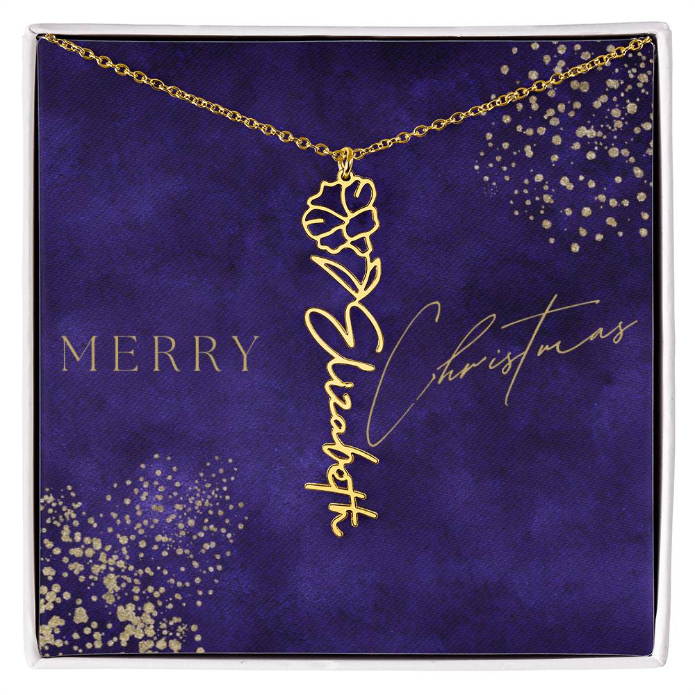 Birth Flower Name Necklace, Christmas Gift For Her - Everyoou