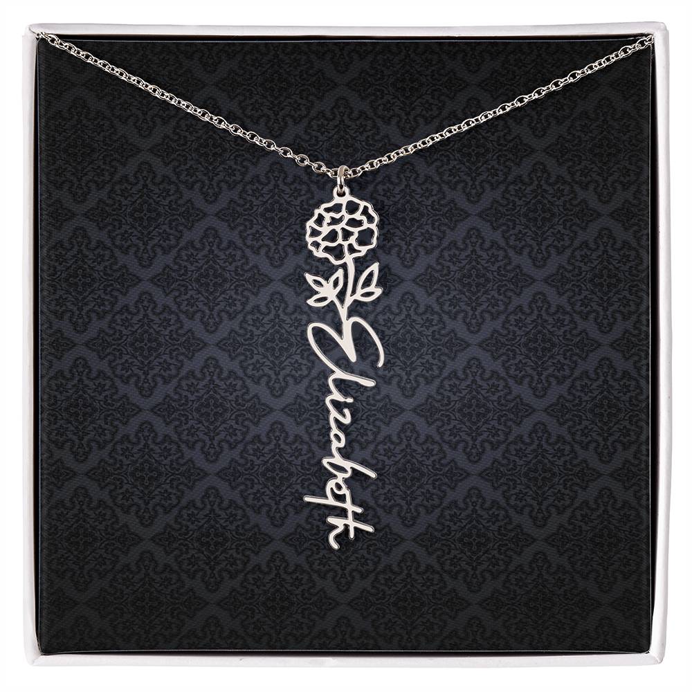 Birth Flower Name Necklace - Everyoou
