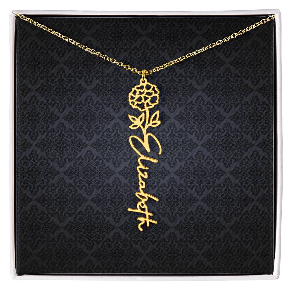 Birth Flower Name Necklace - Everyoou