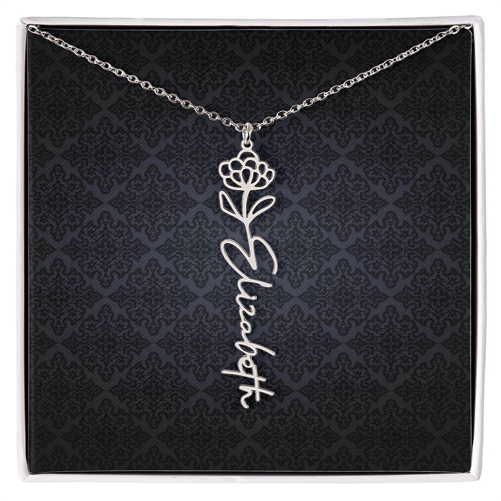 Birth Flower Name Necklace - Everyoou