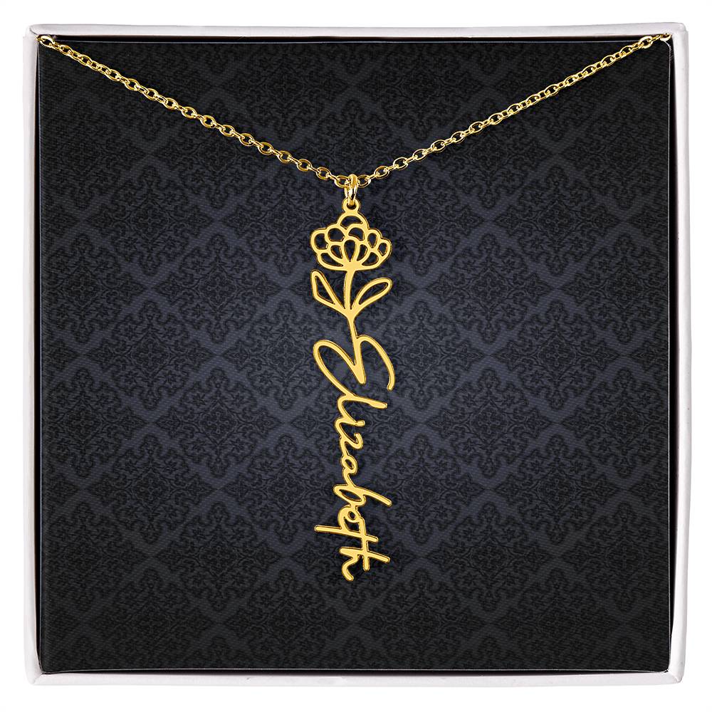 Birth Flower Name Necklace - Everyoou