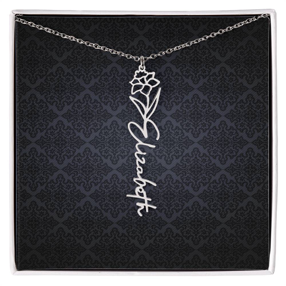 Birth Flower Name Necklace - Everyoou