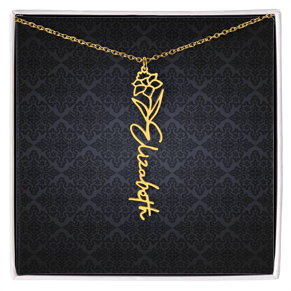 Birth Flower Name Necklace - Everyoou