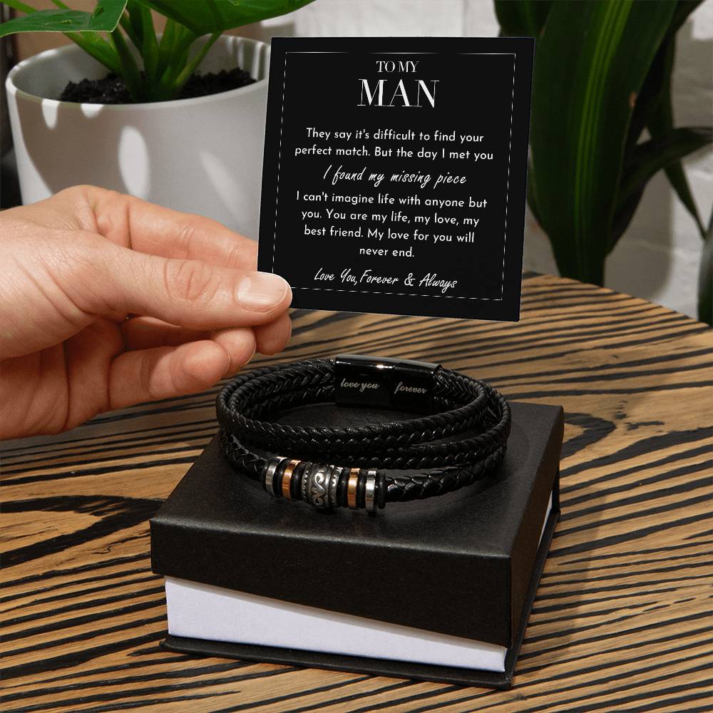 my-missing piece - man vegan leather bracelet_artwork_original_artwork