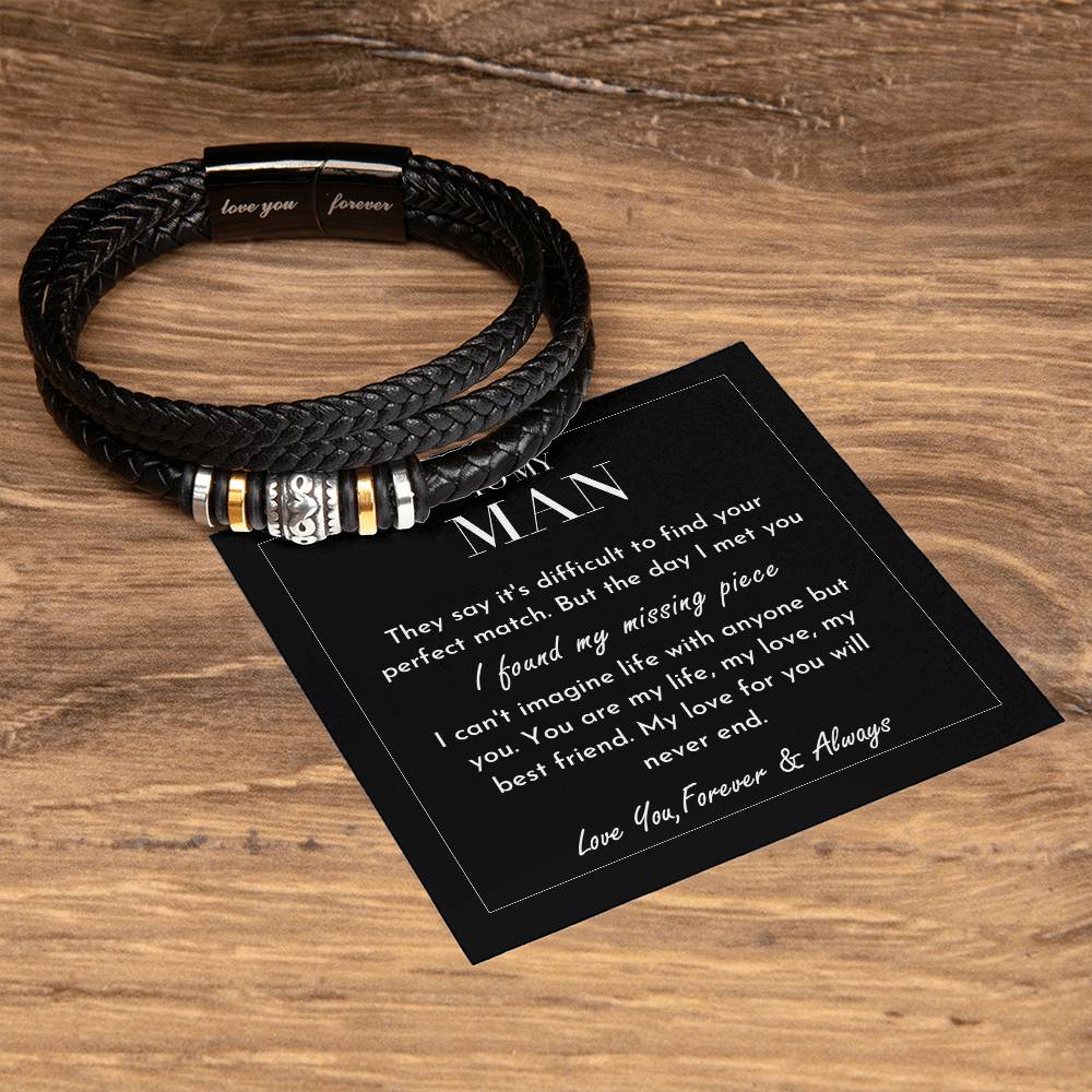 My Missing Piece - Man Vegan Leather Bracelet