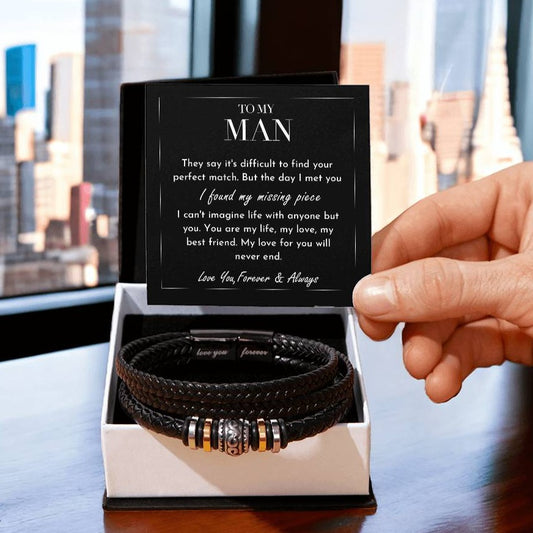 My Missing Piece - Man Vegan Leather Bracelet