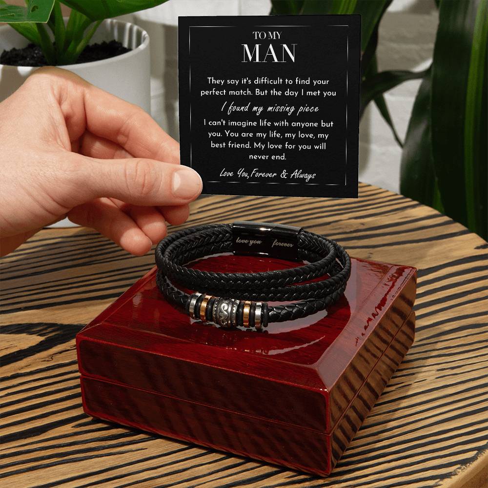 My Missing Piece - Man Vegan Leather Bracelet