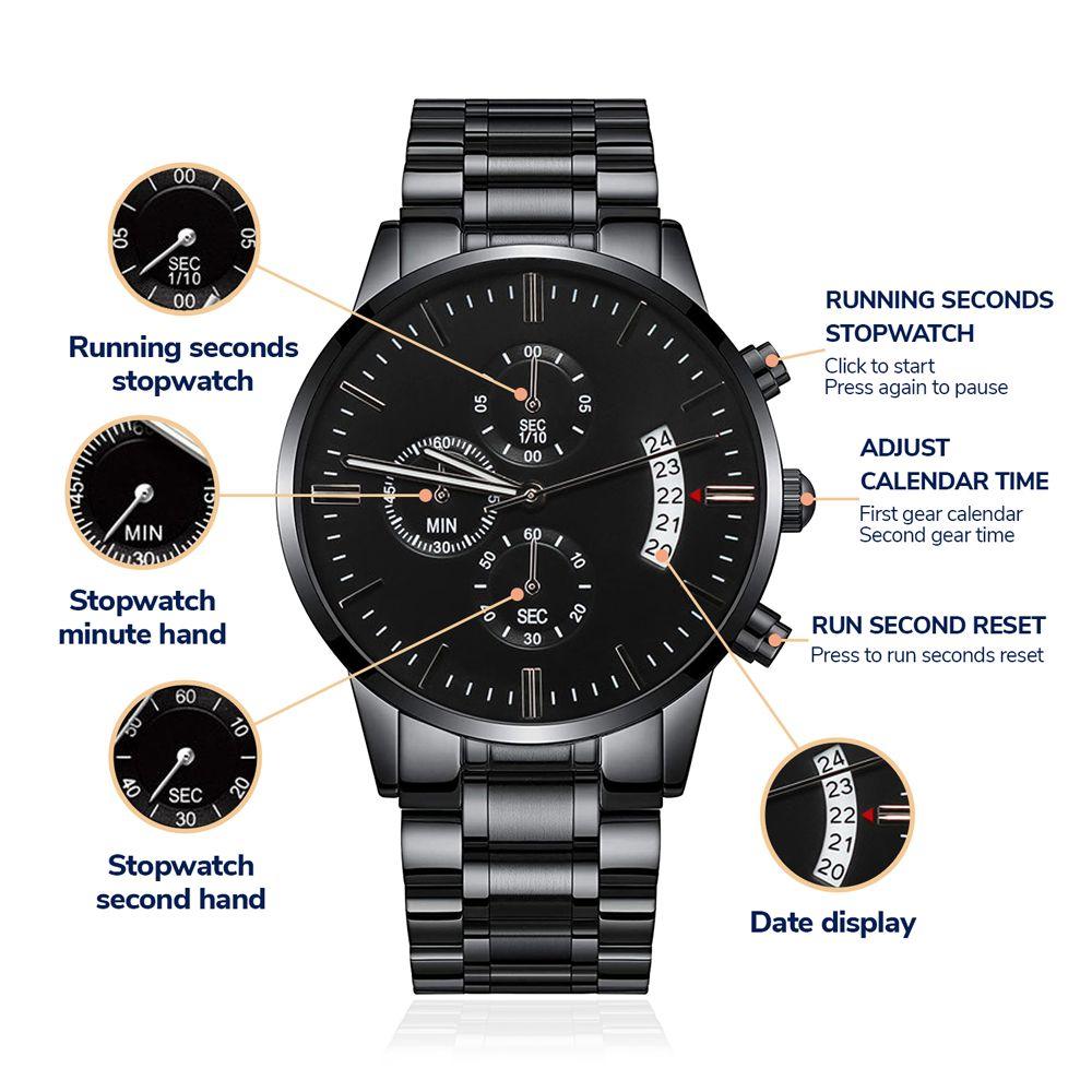 Engraved Chronograph Watch - Black - Everyoou