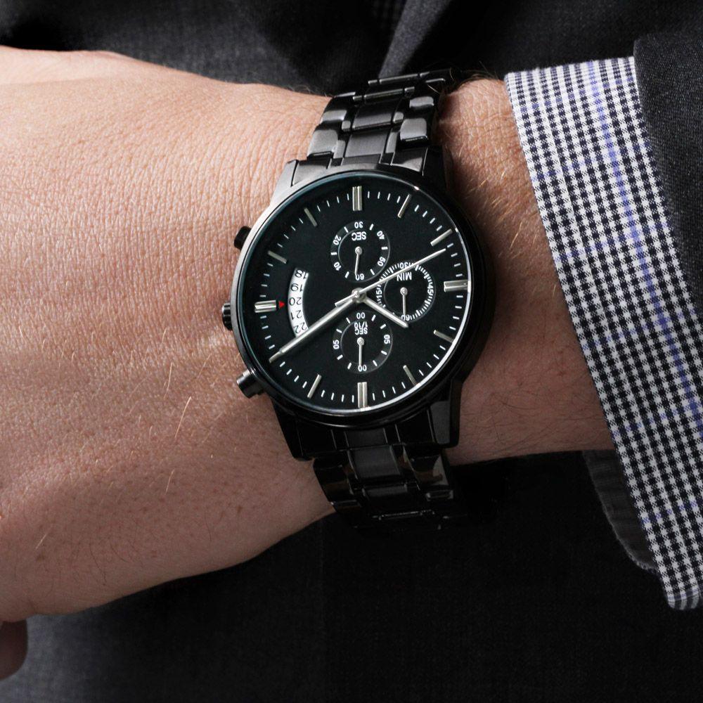 Engraved Chronograph Watch - Black - Everyoou