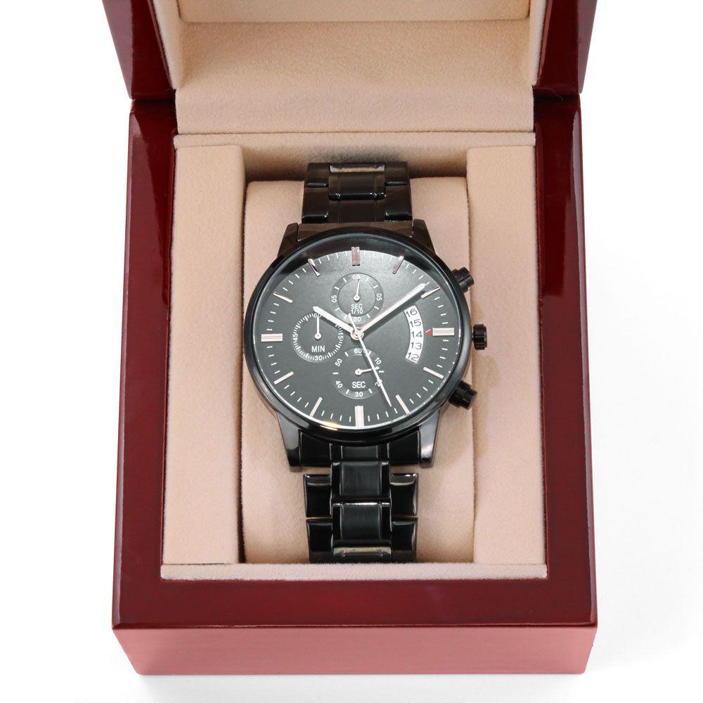 Engraved Chronograph Watch - Black - Everyoou