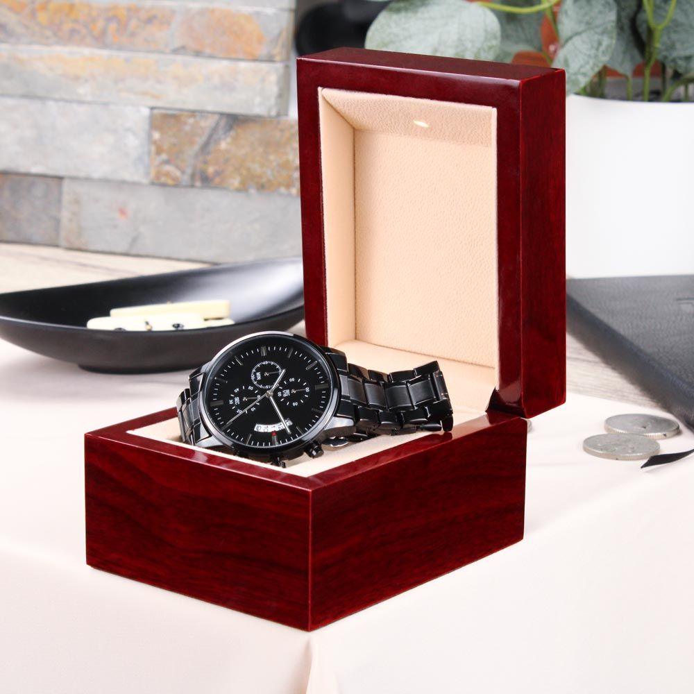 Engraved Chronograph Watch - Black - Everyoou