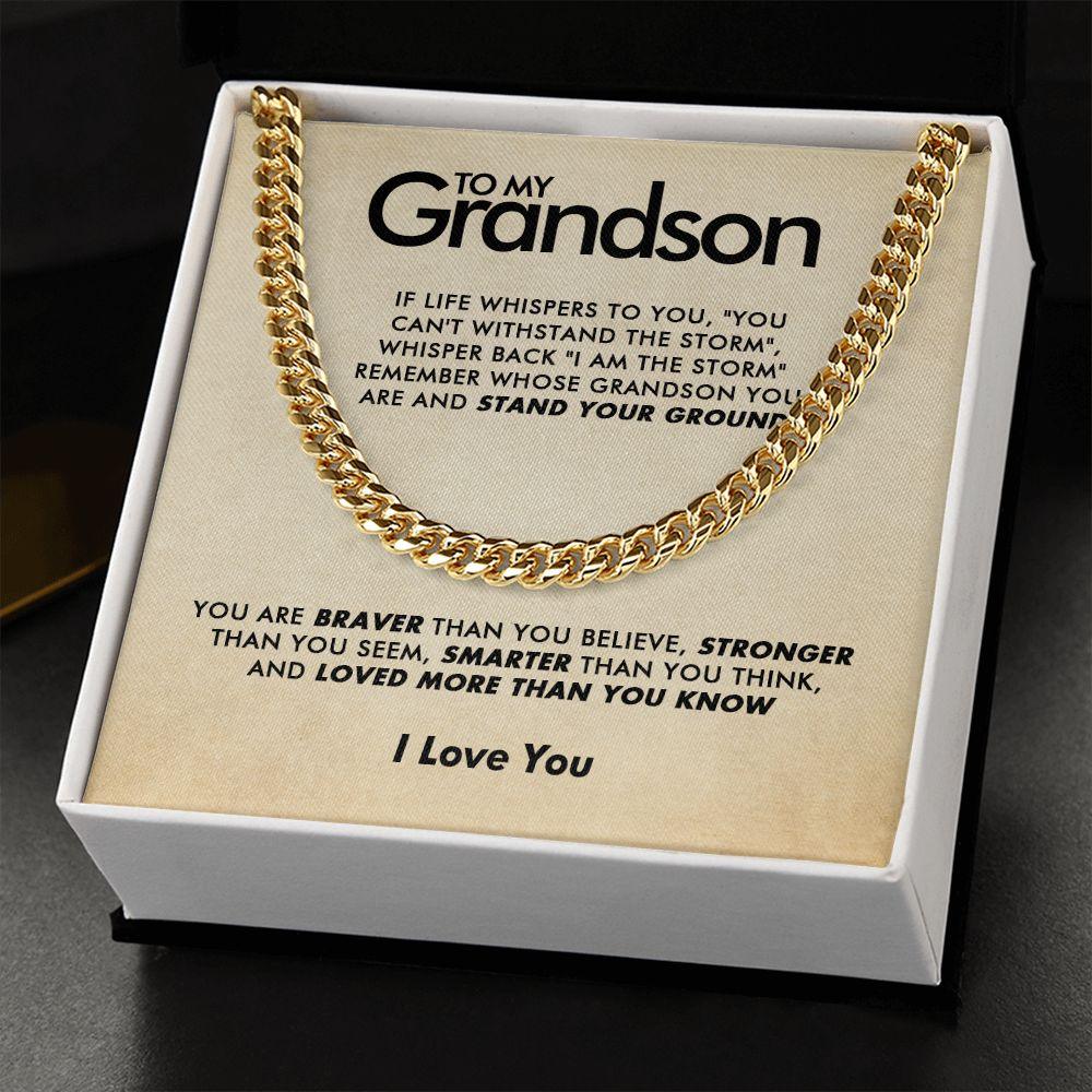 To My Grandson - Stronger - Cuban Link Chain - Everyoou