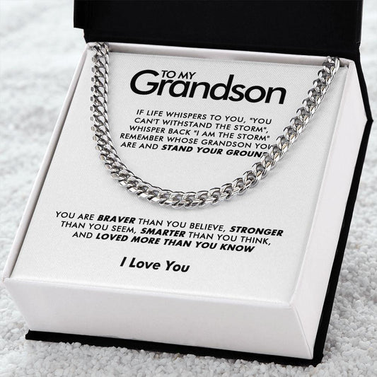 To My Grandson - Braver - Cuban Link Chain - Everyoou