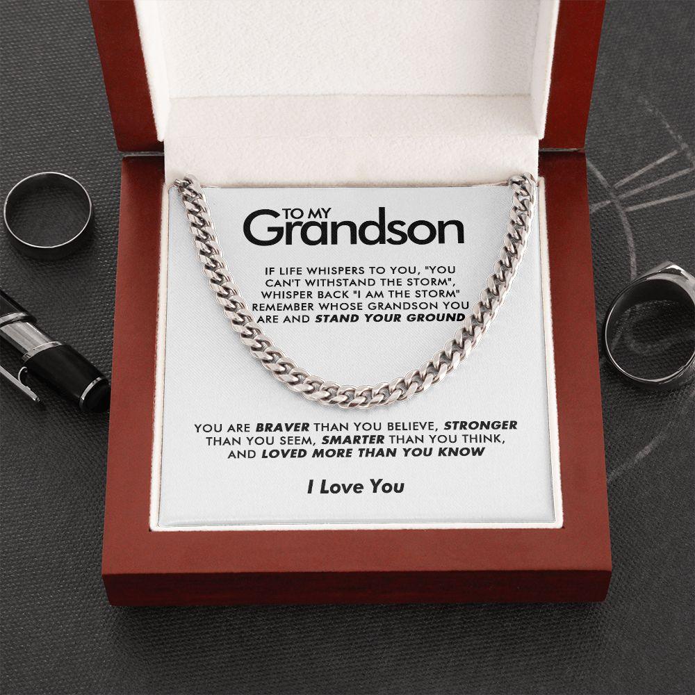 To My Grandson - Braver - Cuban Link Chain - Everyoou