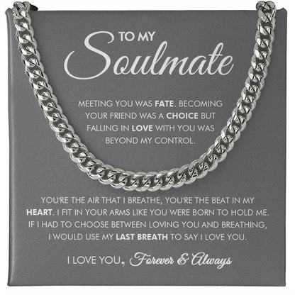 To My Soulmate - Heartbeat - Cuban Link Chain - Everyoou