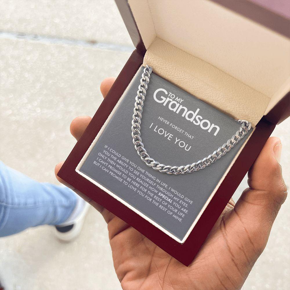 To My Grandson - Never Forget - Cuban Link Chain - Everyoou