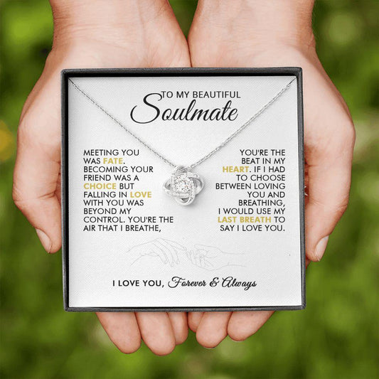 To My Beautiful Soulmate - Heartbeat - Love Knot Necklace - Everyoou