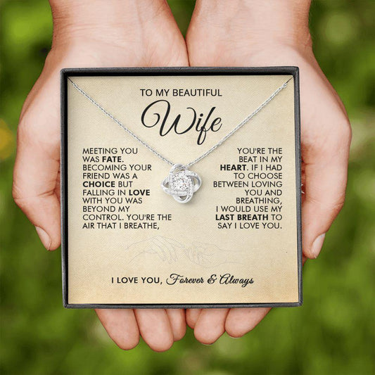 To My Beautiful Wife - Love You - Love Knot Necklace - Everyoou