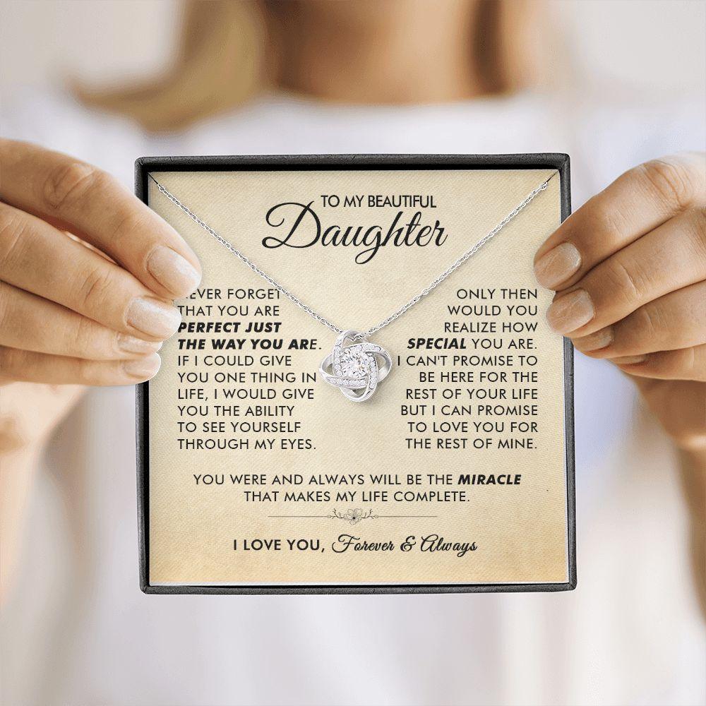 To My Beautiful Daughter - The Way You Are - Love Knot Necklace - Everyoou