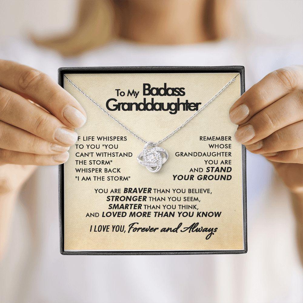 To My Badass Granddaughter - Braver - Love Knot Necklace - Everyoou