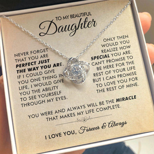To My Beautiful Daughter - The Way You Are - Love Knot Necklace - Everyoou