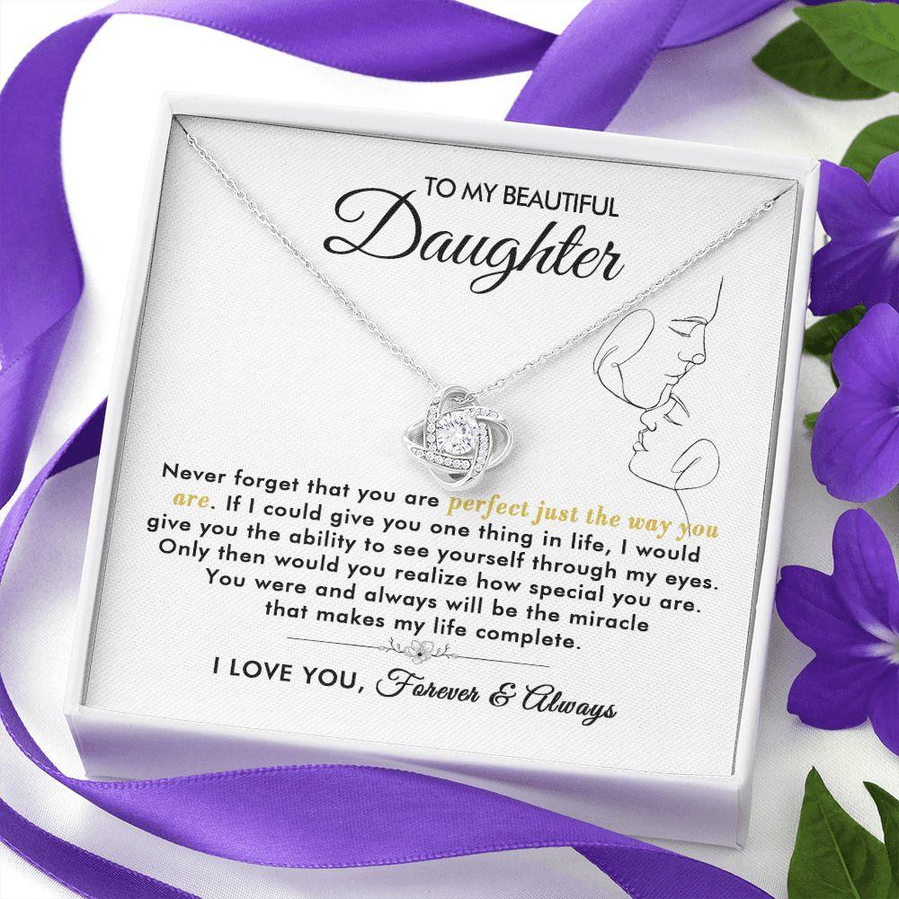 To My Beautiful Daughter - The Way You Are - Love Knot Necklace - Everyoou