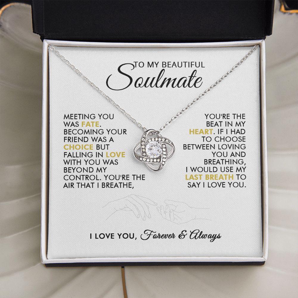 To My Beautiful Soulmate - Heartbeat - Love Knot Necklace - Everyoou
