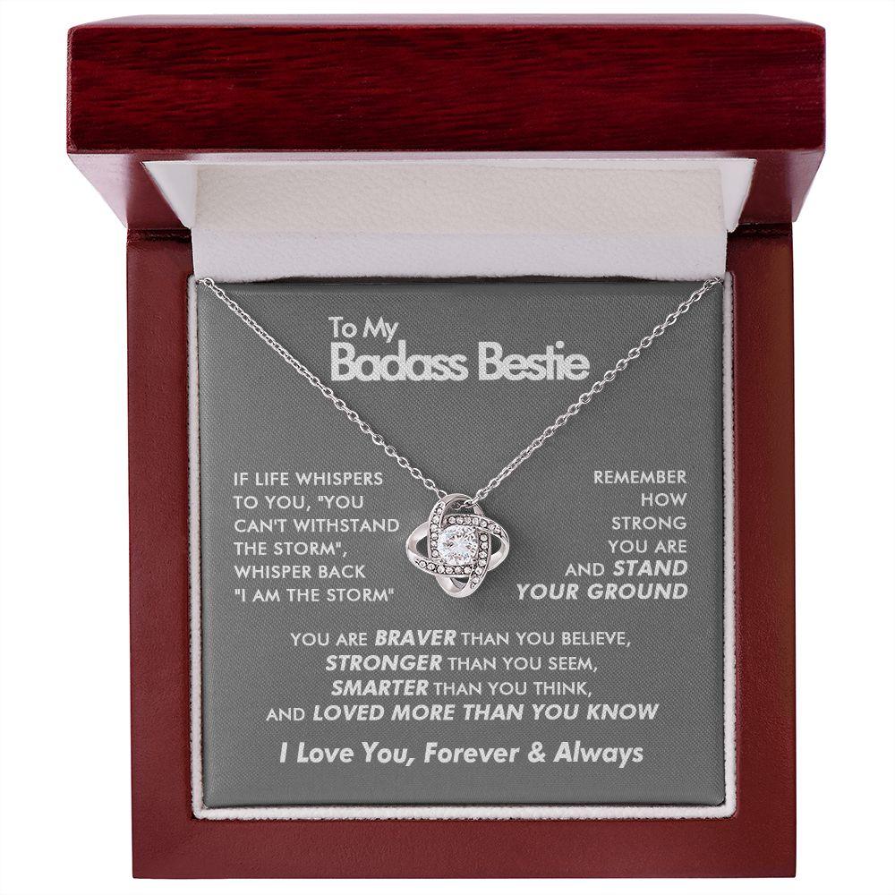To My Badass Bestie - Stronger - Love Knot Necklace - Everyoou