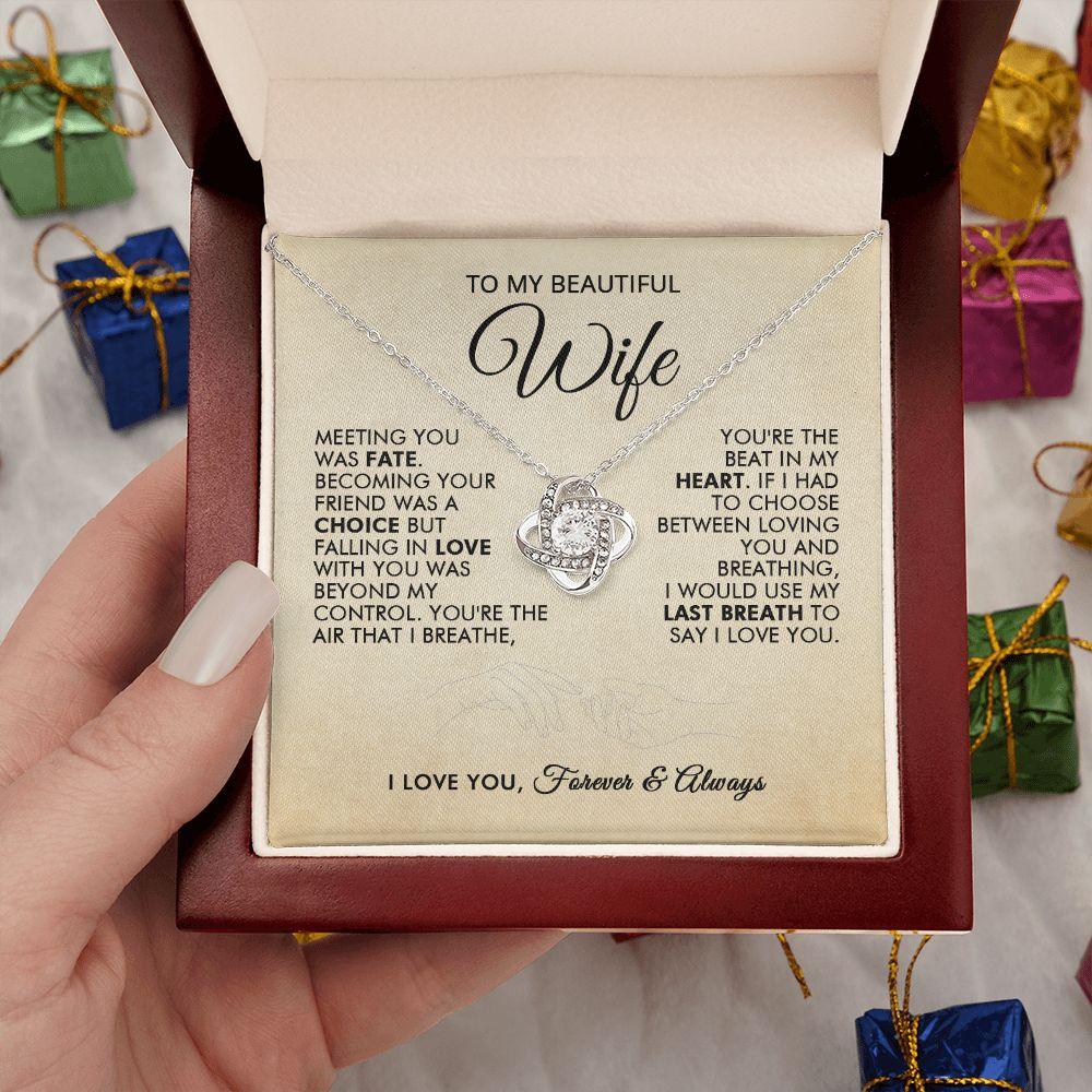 To My Beautiful Wife - Love You - Love Knot Necklace - Everyoou