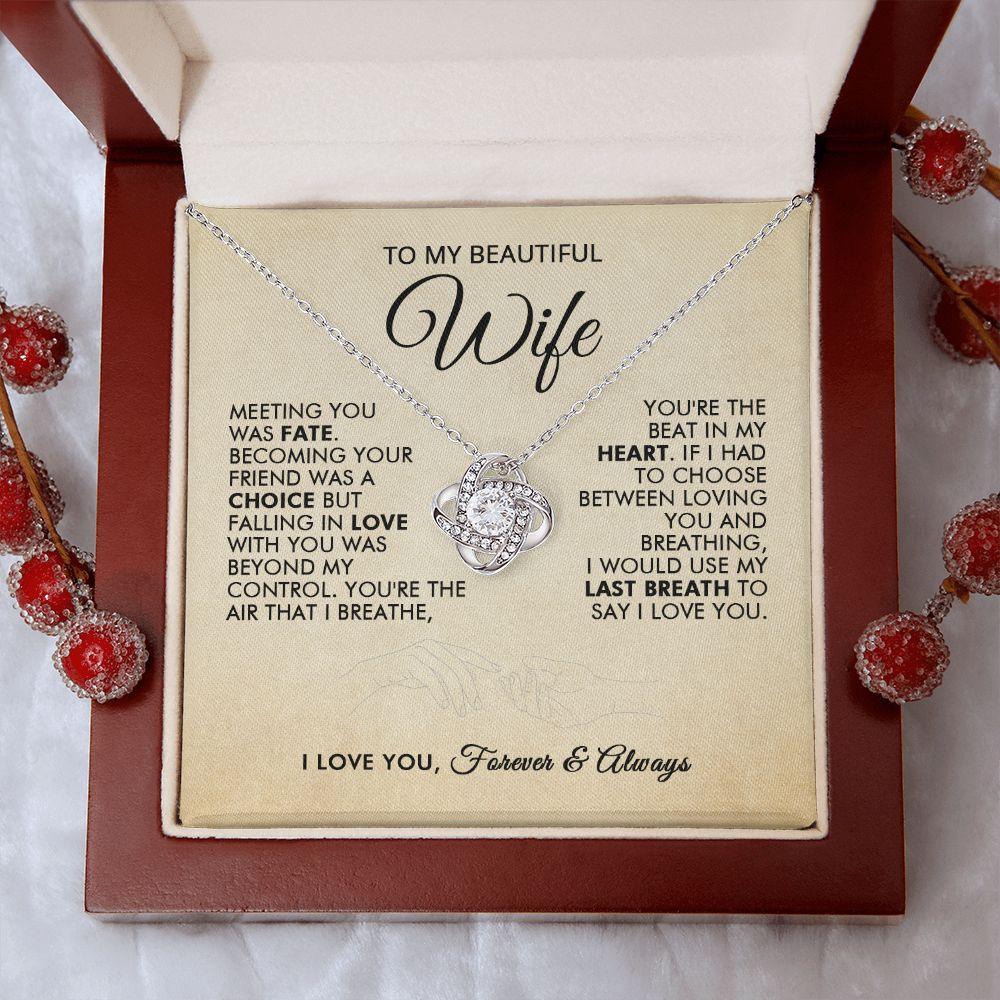 To My Beautiful Wife - Love You - Love Knot Necklace - Everyoou