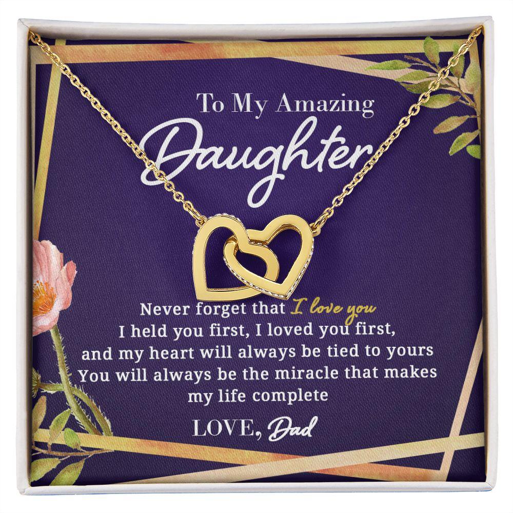 To My Amazing Daughter - Tied To You - Interlocking Hearts Necklace - Everyoou