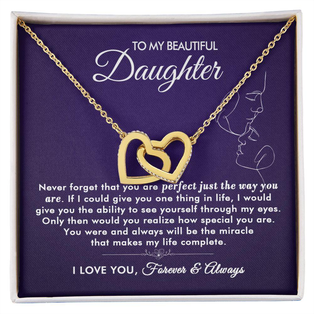 To My Beautiful Daughter - The Way You Are - Interlocking Hearts Necklace - Everyoou