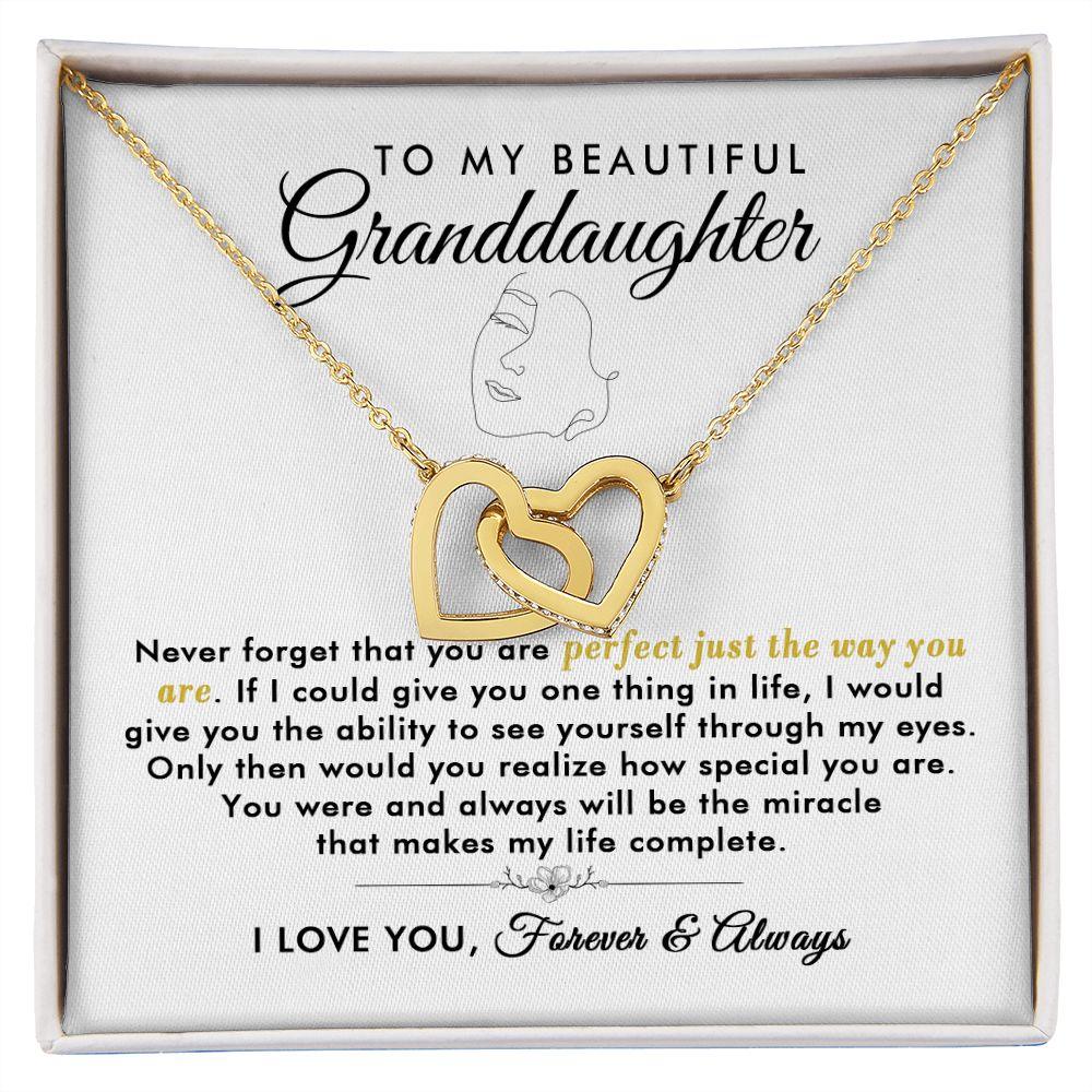To My Beautiful Granddaughter - Forever - Interlocking Hearts Necklace - Everyoou