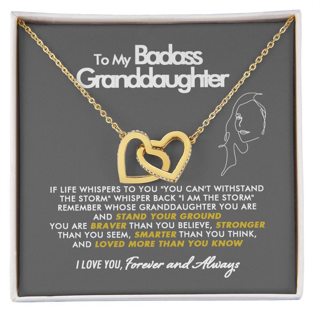To My Badass Granddaughter - Stronger - Interlocking Hearts Necklace - Everyoou