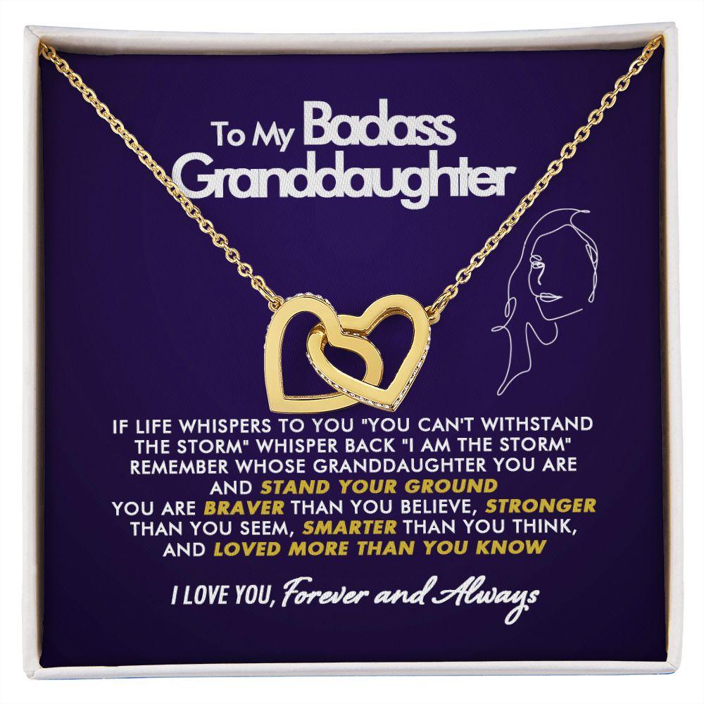 To My Badass Granddaughter - Braver - Interlocking Hearts Necklace - Everyoou