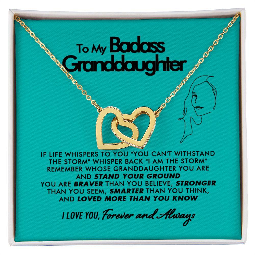 To My Badass Granddaughter - More Than You Know - Interlocking Hearts Necklace - Everyoou