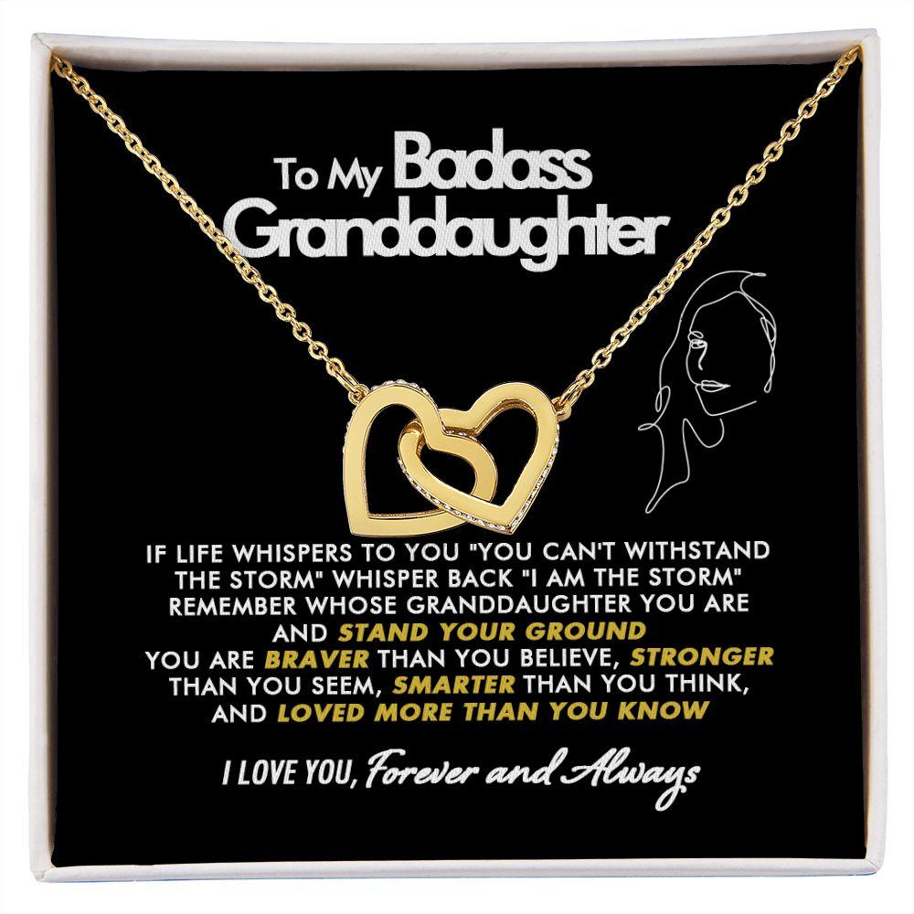 To My Badass Granddaughter - Stand Your Ground - Interlocking Hearts Necklace - Everyoou