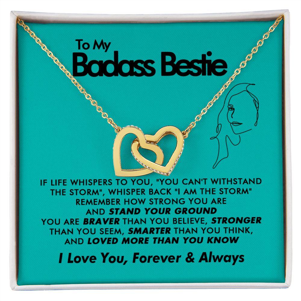 To My Badass Bestie - I Am The Storm - Interlocking Hearts Necklace - Everyoou
